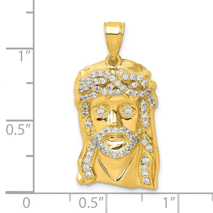 10K Gelbgold 10K Zirkonia Micropave Jesus Face Anhänger