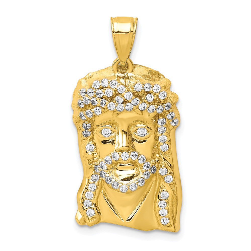 10K Gelbgold 10K Zirkonia Micropave Jesus Face Anhänger