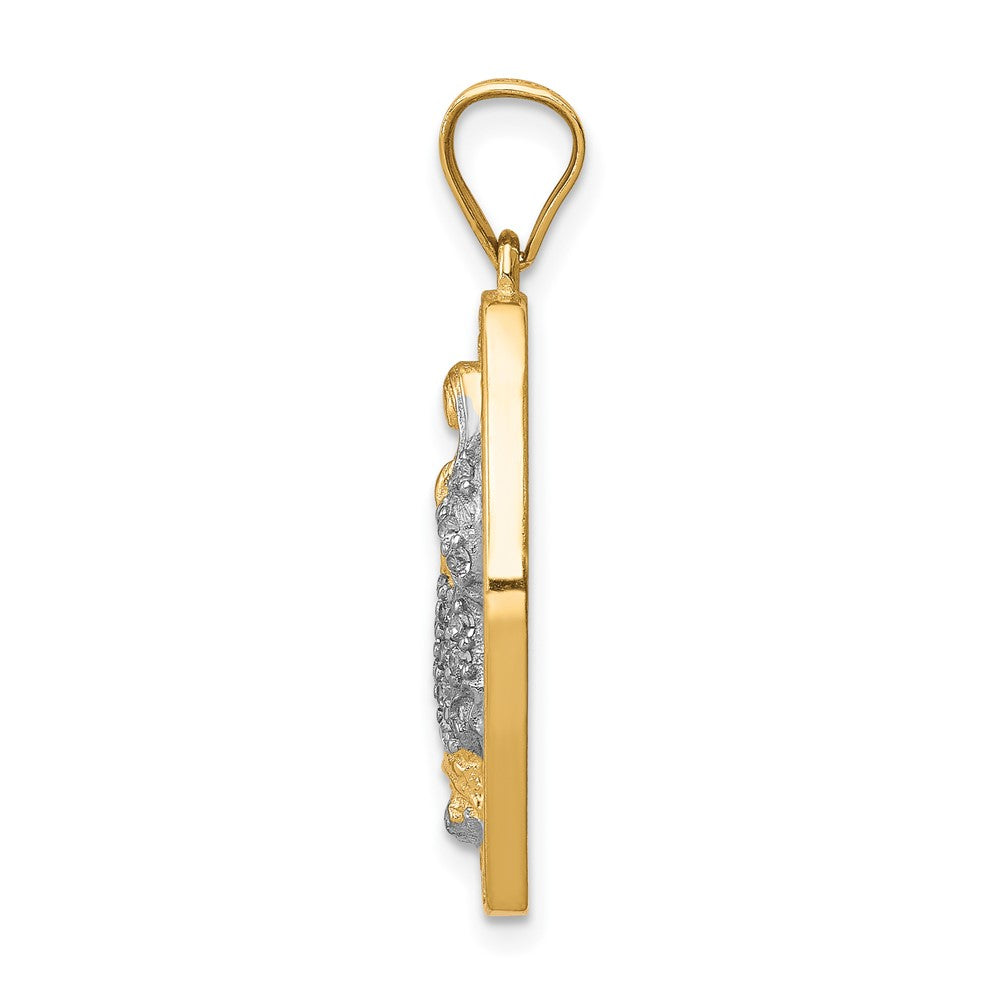 10K Gelb mit Rhodium 10K mit Rhodium Zirkonia Micropave Guadalupe Anhänger