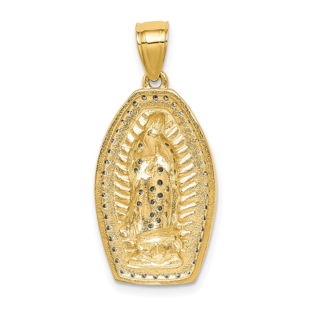 10K Gelb mit Rhodium 10K mit Rhodium Zirkonia Micropave Guadalupe Anhänger