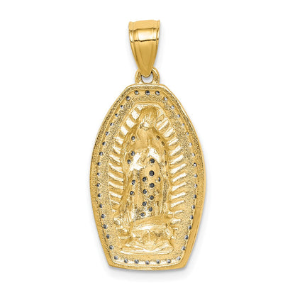 10K Gelb mit Rhodium 10K mit Rhodium Zirkonia Micropave Guadalupe Anhänger