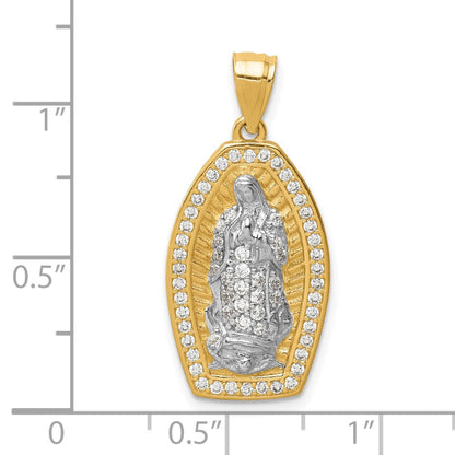 10K Gelb mit Rhodium 10K mit Rhodium Zirkonia Micropave Guadalupe Anhänger