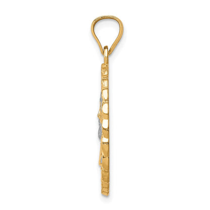 10K Gelbgold mit Rhodium, diamantiert mit Rhodium, Jesus-Gesicht-Anhänger