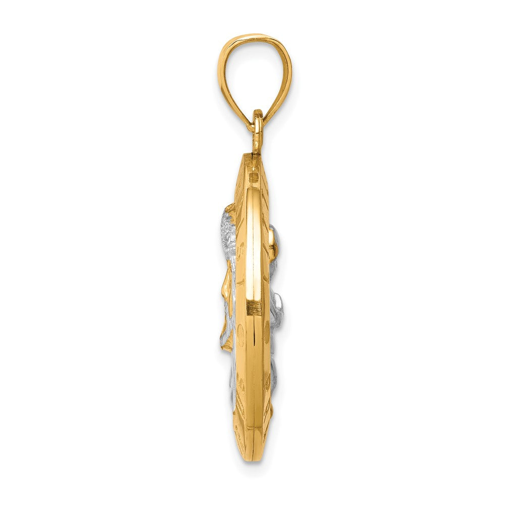 10K Gelbgold mit Rhodium Wendbar Jesus und Engel Medaille
