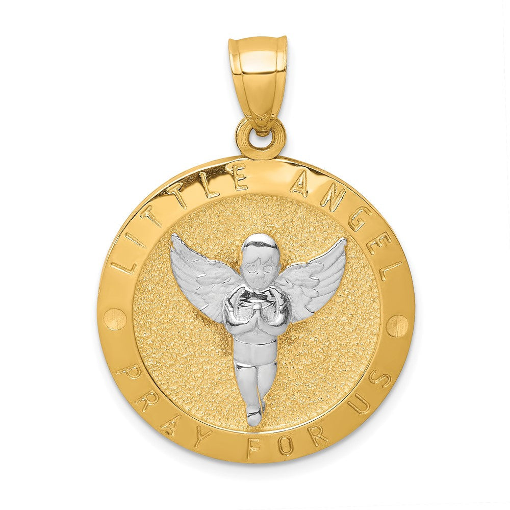 10K Gelbgold mit Rhodium Wendbar Jesus und Engel Medaille
