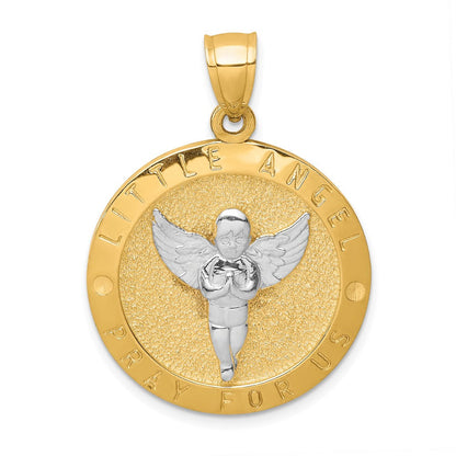 10K Gelbgold mit Rhodium Wendbar Jesus und Engel Medaille