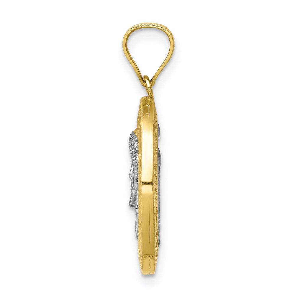 10K Gelbgold mit Rhodium Wendbar Jesus und Guadalupe Medaille