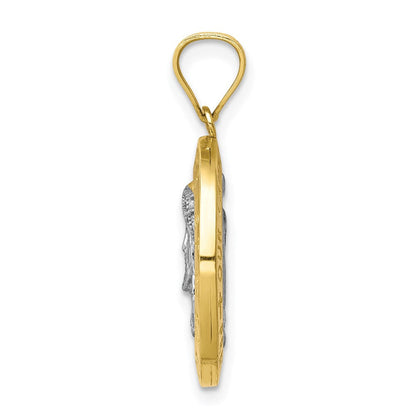 10K Gelbgold mit Rhodium Wendbar Jesus und Guadalupe Medaille