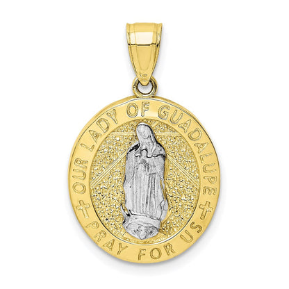 10K Gelbgold mit Rhodium Wendbar Jesus und Guadalupe Medaille