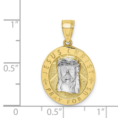 10K Gelbgold mit Rhodium Wendbar Jesus und Guadalupe Medaille