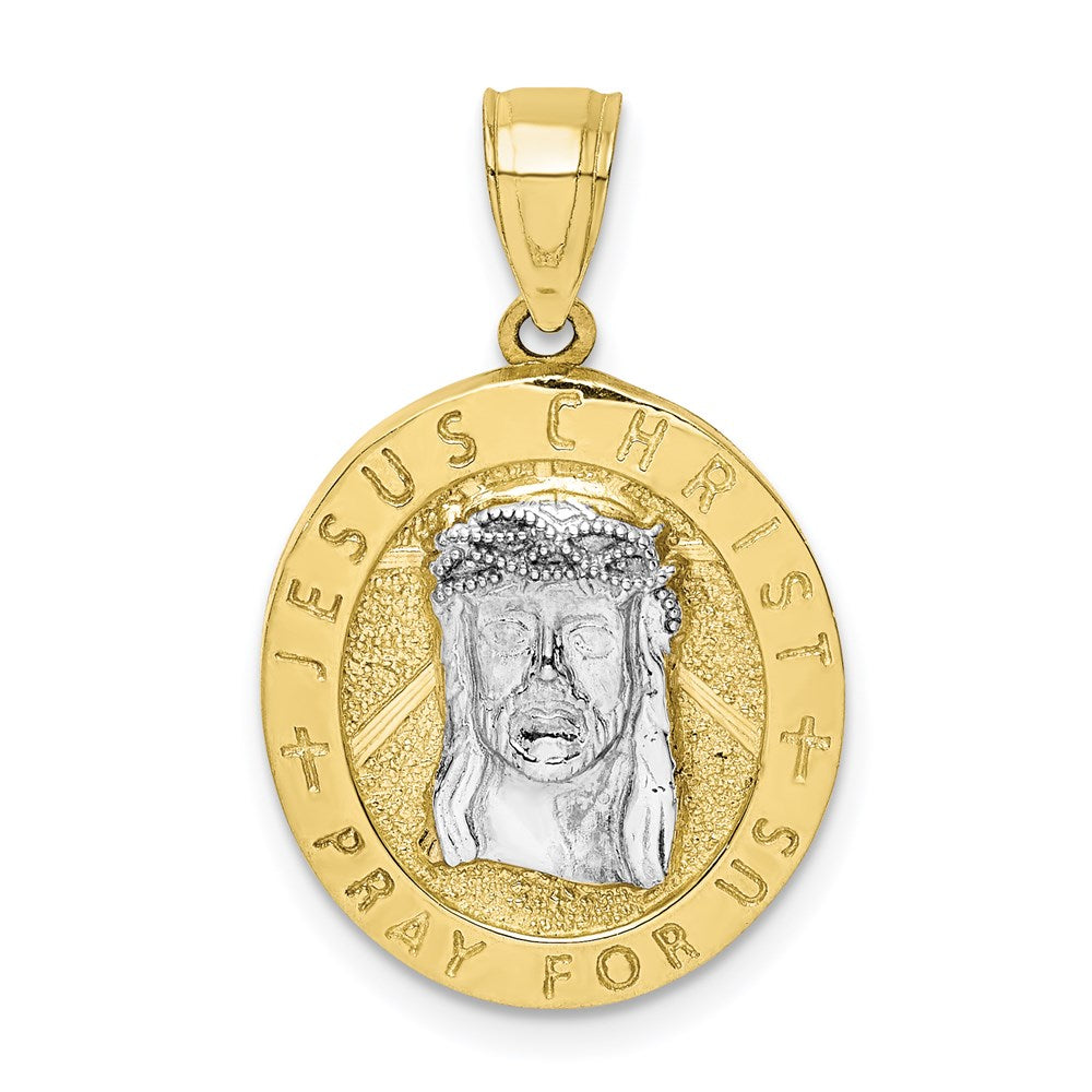 10K Gelbgold mit Rhodium Wendbar Jesus und Guadalupe Medaille