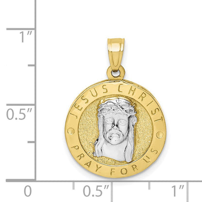 10K Gelbgold mit Rhodium Wendbar Jesus und Betend Hands Medaille