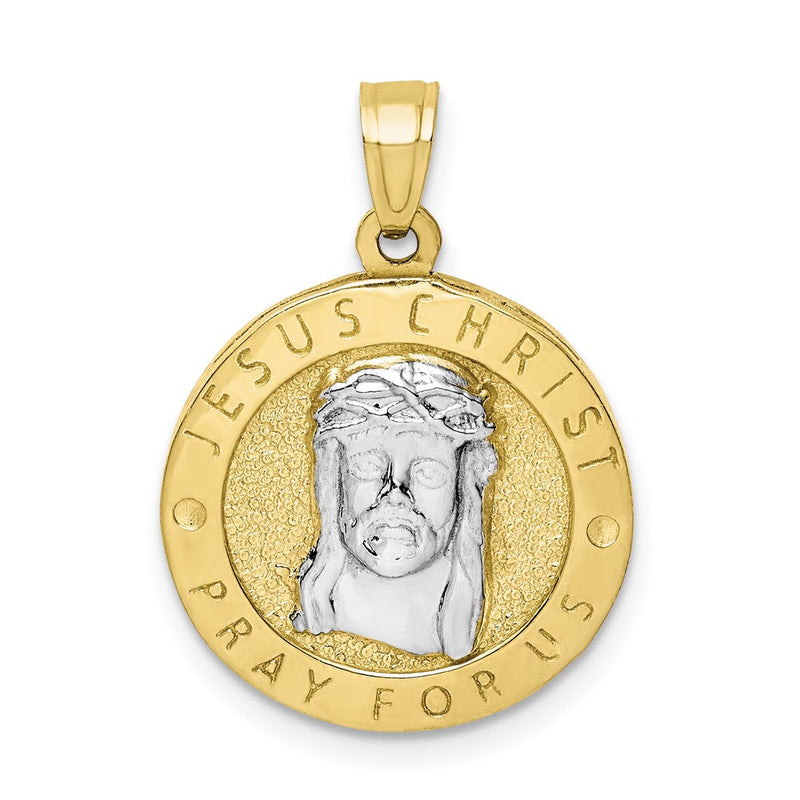 10K Gelbgold mit Rhodium Wendbar Jesus und Betend Hands Medaille