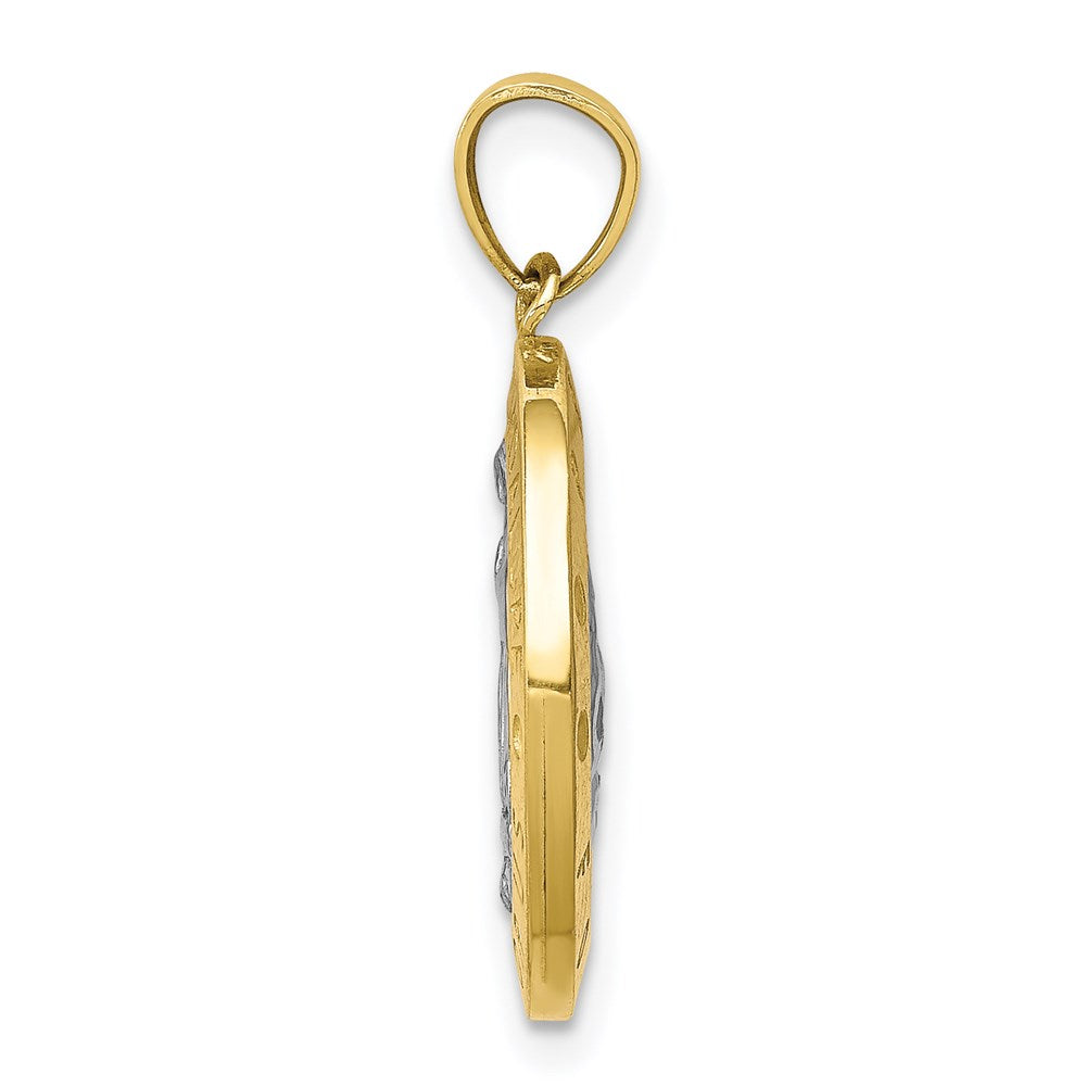 10K Gelbgold mit Rhodium Wendbar Damen Of Guadalupe/betend Hands Medaille