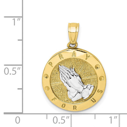 10K Gelbgold mit Rhodium Wendbar Damen Of Guadalupe/betend Hands Medaille
