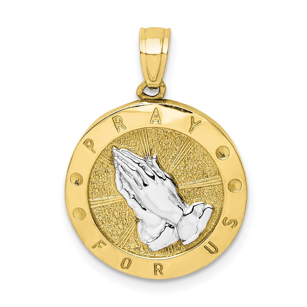 10K Gelbgold mit Rhodium Wendbar Damen Of Guadalupe/betend Hands Medaille