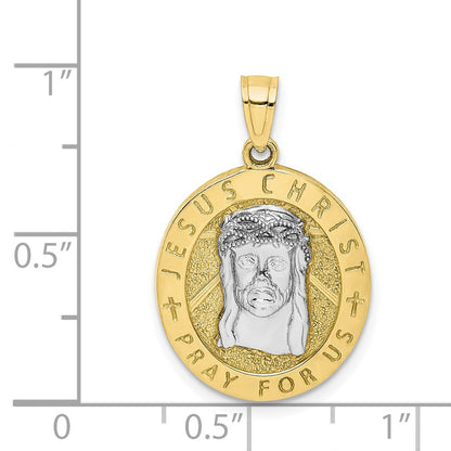 10K Gelbgold mit Rhodium Wendbar Abendmahl und Jesus Medaille