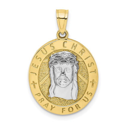 10K Gelbgold mit Rhodium Wendbar Abendmahl und Jesus Medaille