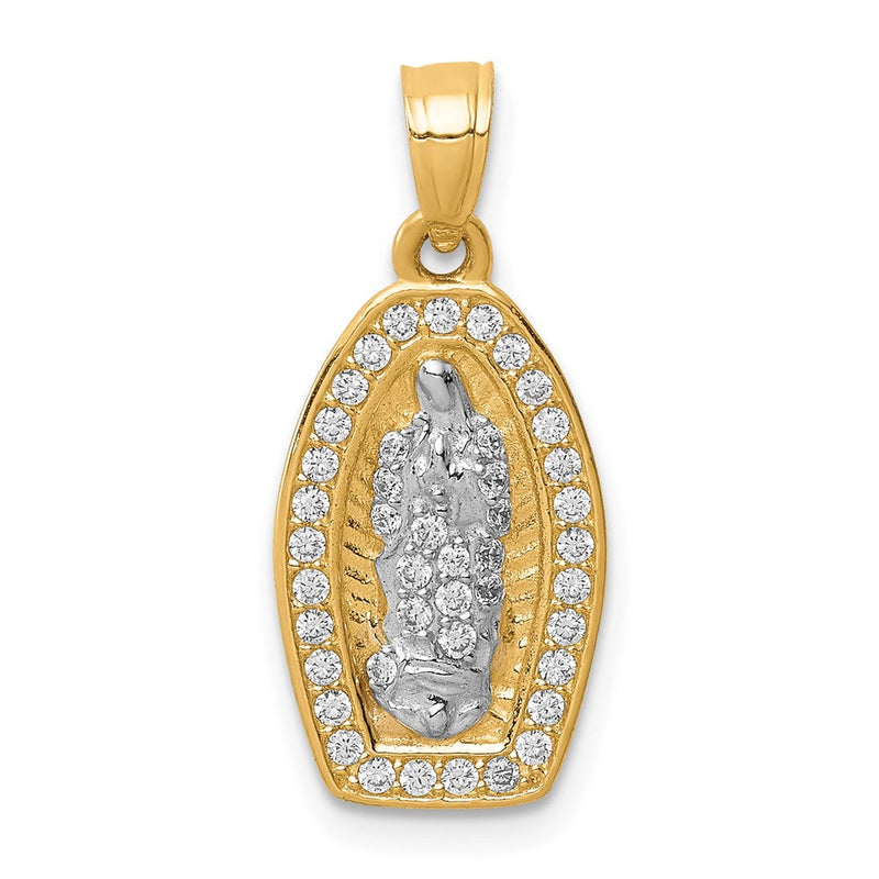 10K Gelb mit Rhodium 10K mit Rhodium Zirkonia Pavé Damen Of Guadalupe Anhänger