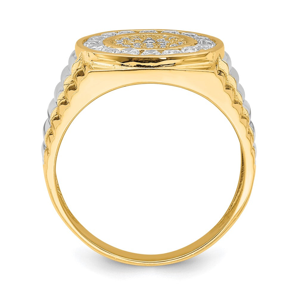 10K Gelb mit Rhodium 10K Zirkonia Herren Ring