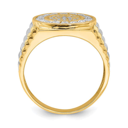 10K Gelb mit Rhodium 10K Zirkonia Herren Ring