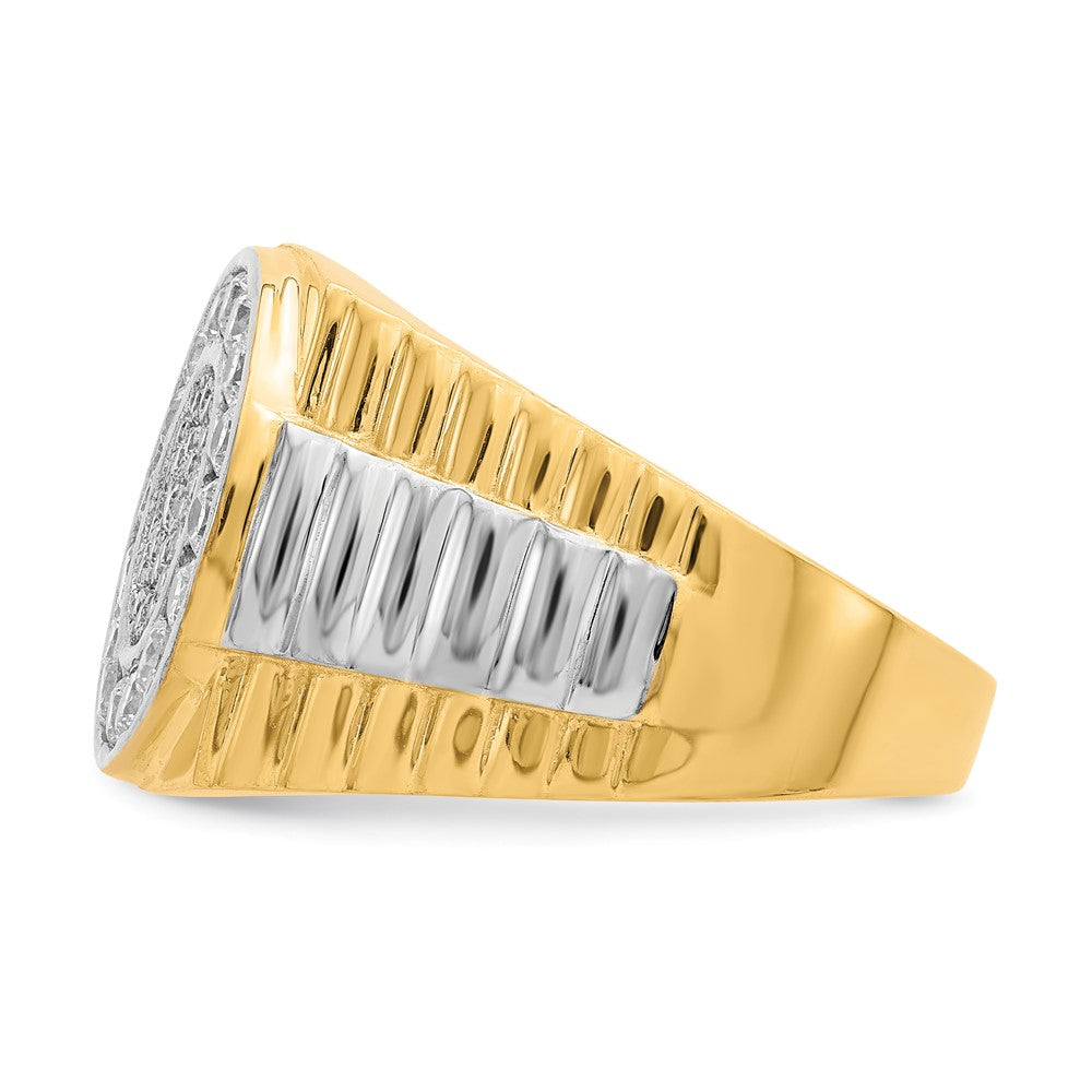 10K Gelb mit Rhodium 10K Zirkonia Herren Ring