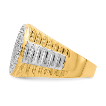 10K Gelb mit Rhodium 10K Zirkonia Herren Ring