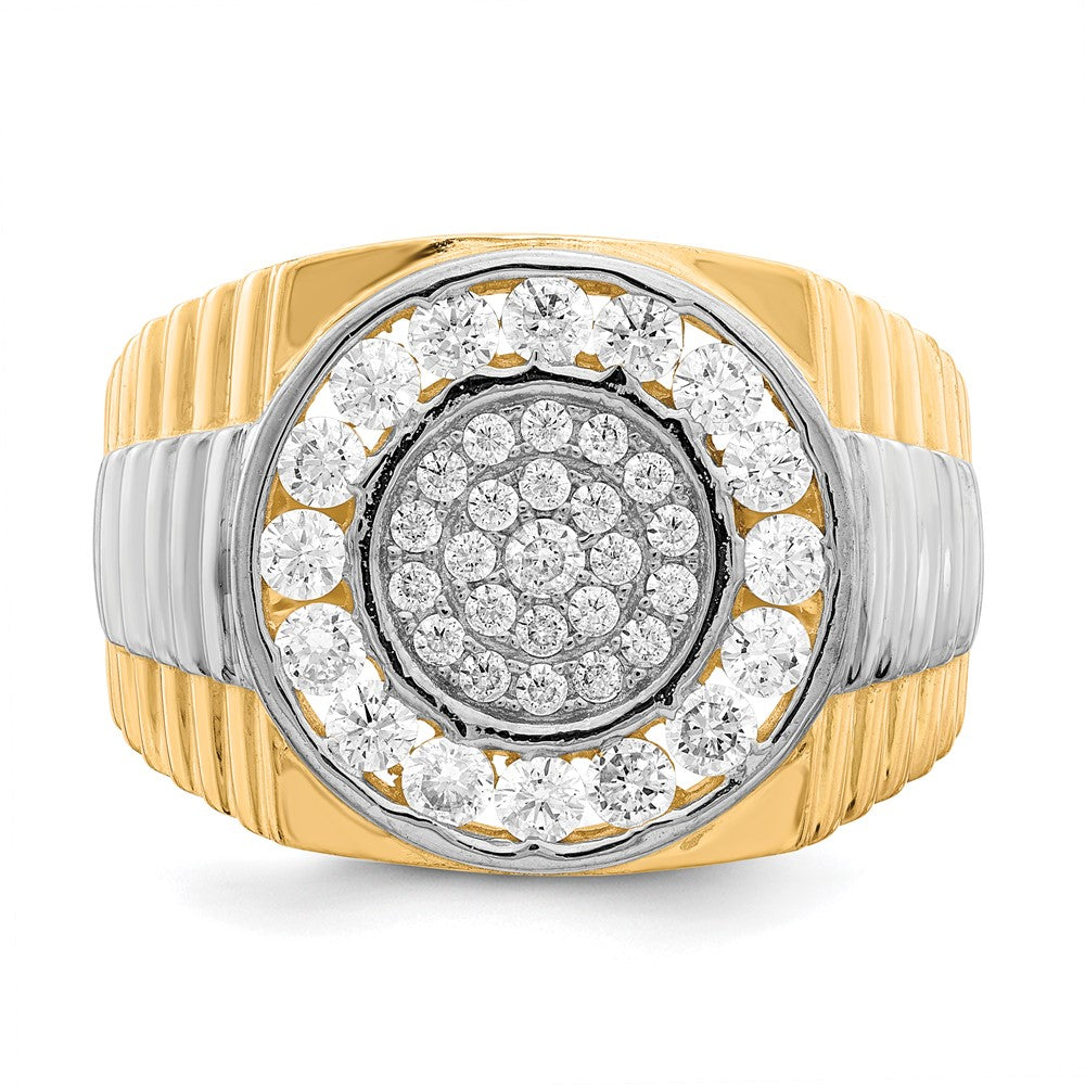 10K Gelb mit Rhodium 10K Zirkonia Herren Ring