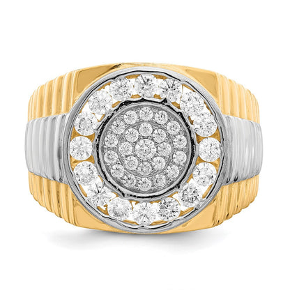 10K Gelb mit Rhodium 10K Zirkonia Herren Ring