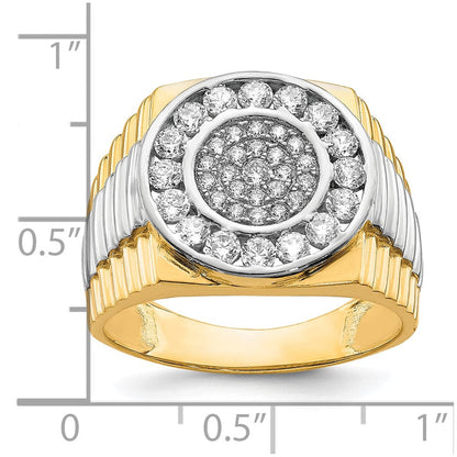 10K Gelb mit Rhodium 10K Zirkonia Herren Ring