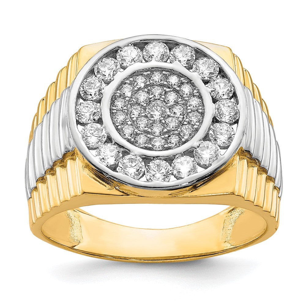 10K Gelb mit Rhodium 10K Zirkonia Herren Ring