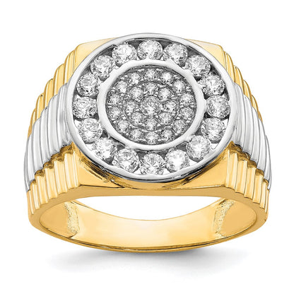 10K Gelb mit Rhodium 10K Zirkonia Herren Ring