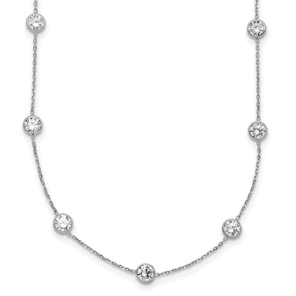 10K Weißgold 10K Poliert Zirkonia 9 Station Halskette
