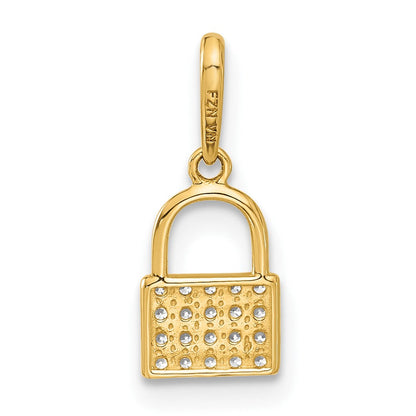 10K Gelbgold 10K Poliert Zirkonia Schloss Charm
