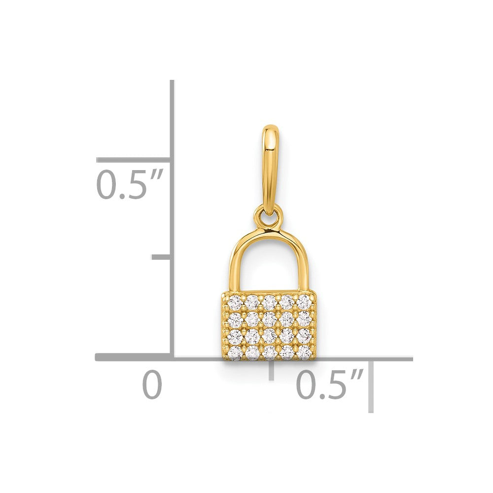 10K Gelbgold 10K Poliert Zirkonia Schloss Charm