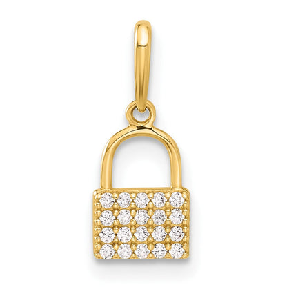 10K Gelbgold 10K Poliert Zirkonia Schloss Charm