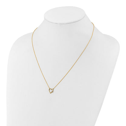 10K Gelbgold 10K Poliert Zirkonia Herz Halskette