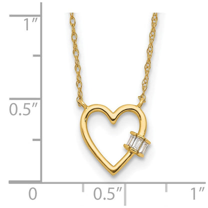 10K Gelbgold 10K Poliert Zirkonia Herz Halskette