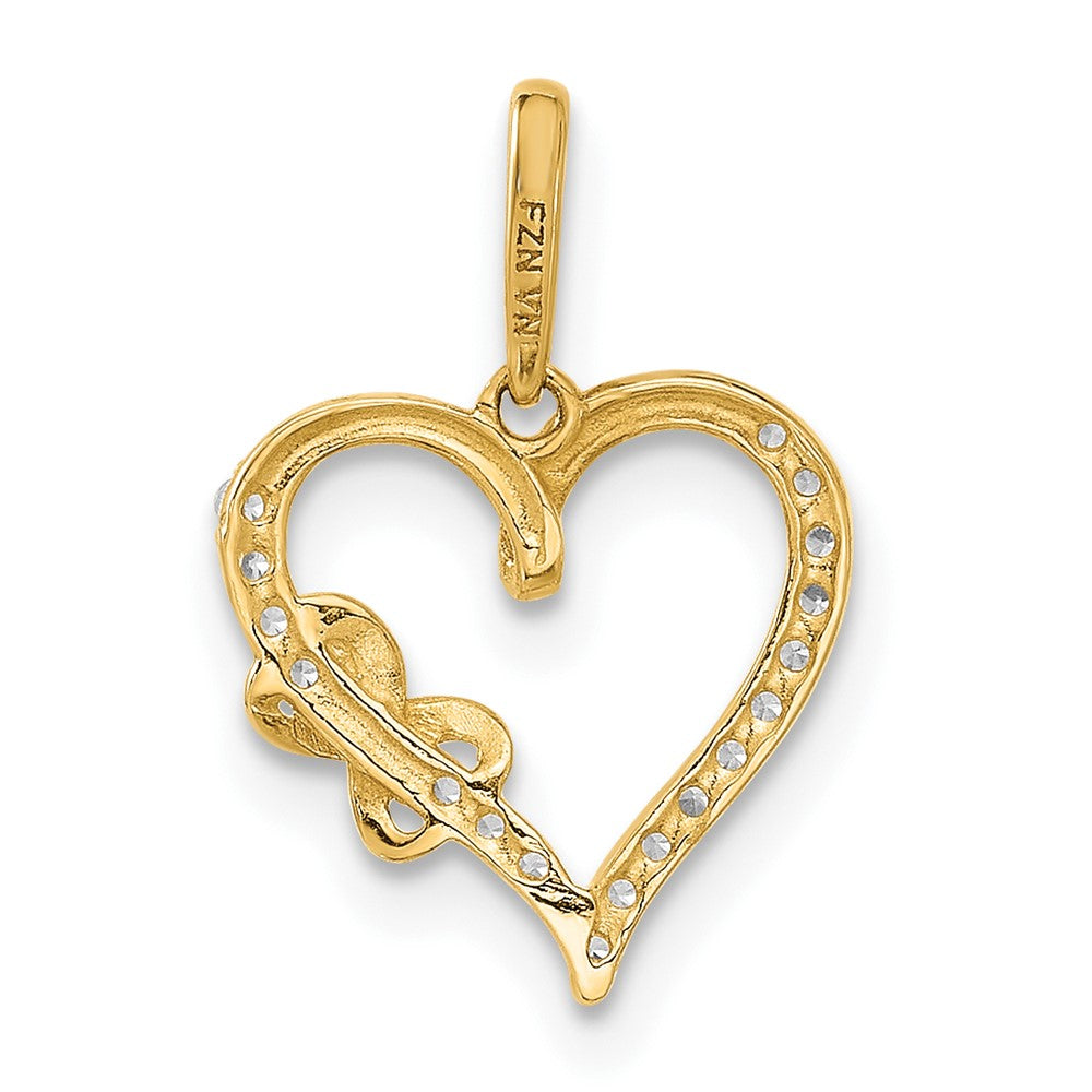 10K Gelbgold 10K Poliert Zirkonia Unendlichkeit auf Herz Charm