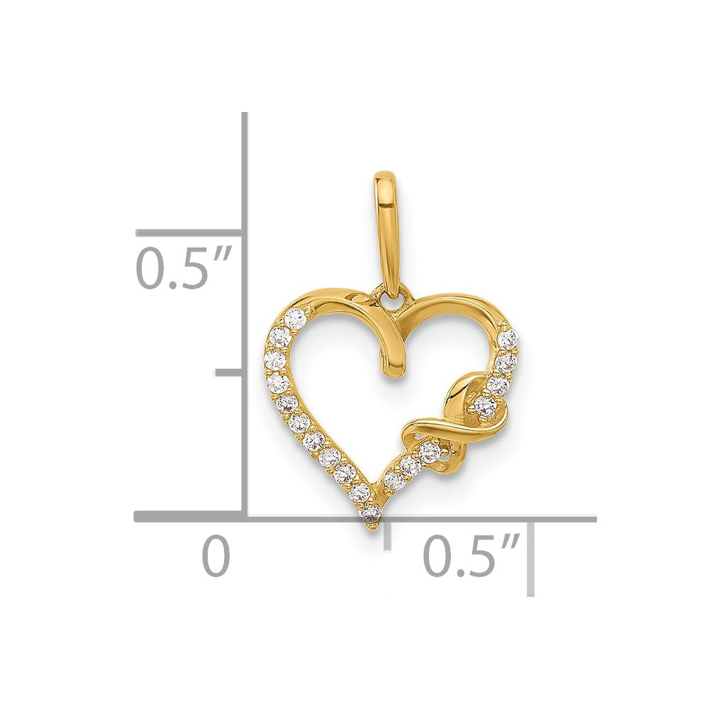 10K Gelbgold 10K Poliert Zirkonia Unendlichkeit auf Herz Charm