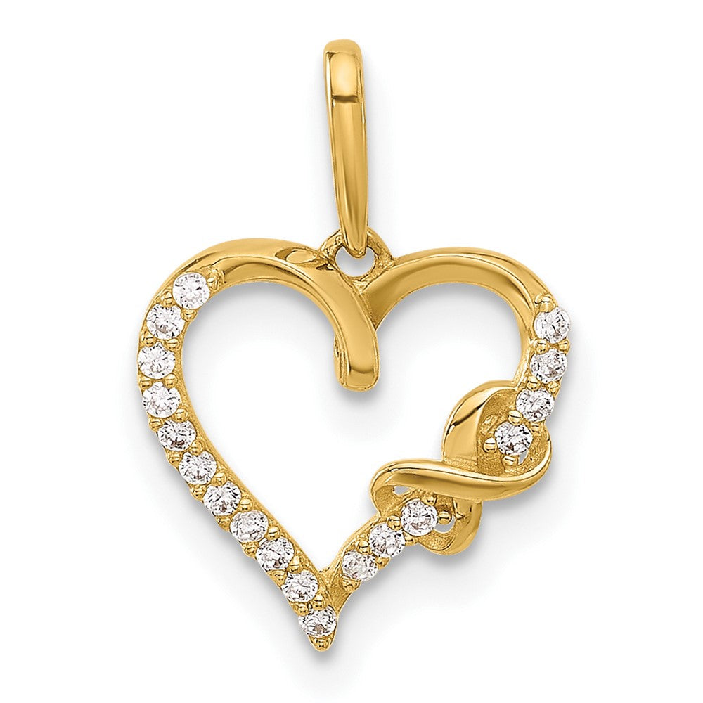 10K Gelbgold 10K Poliert Zirkonia Unendlichkeit auf Herz Charm