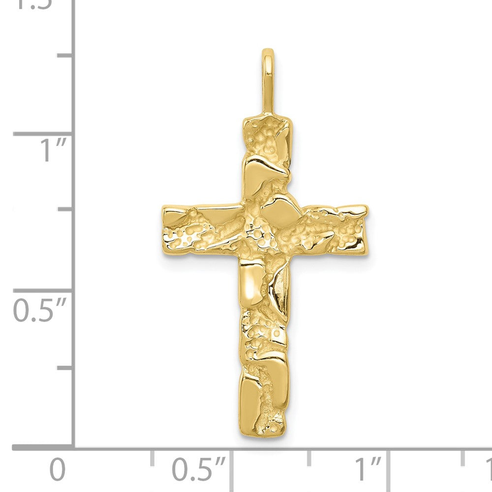 10K Gelbgold Nugget Kreuz Anhänger