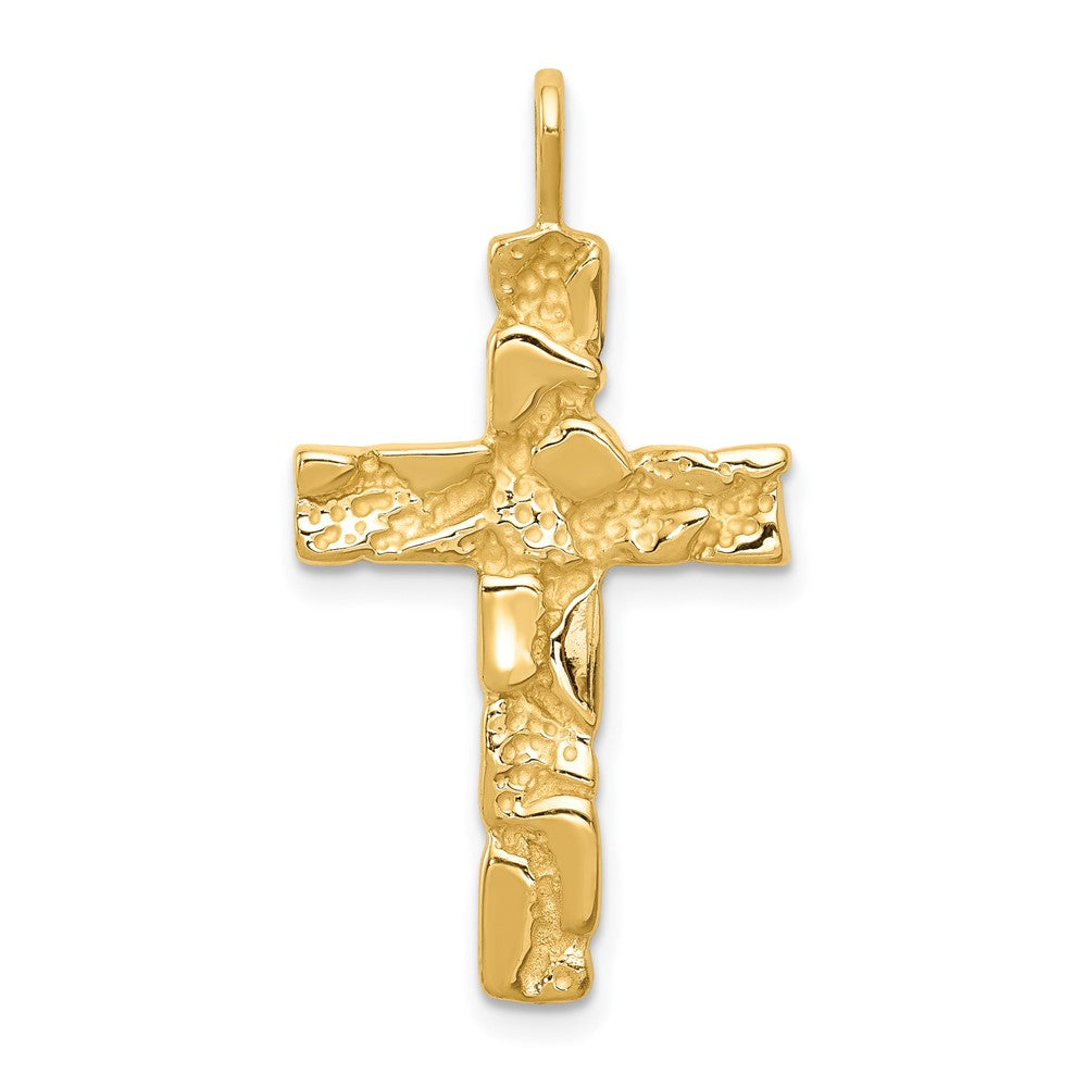 10K Gelbgold Nugget Kreuz Anhänger
