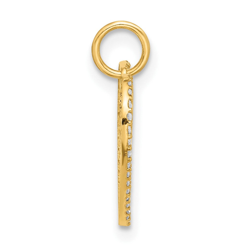 10K Gelbgold 10K Poliert Klar & Rot Zirkonia Herz Charm