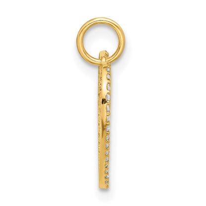 10K Gelbgold 10K Poliert Klar & Rot Zirkonia Herz Charm