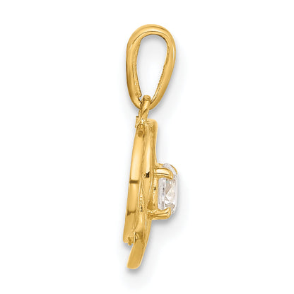 10K Gelbgold 10K Poliert Zirkonia Liebe Knoten Charm