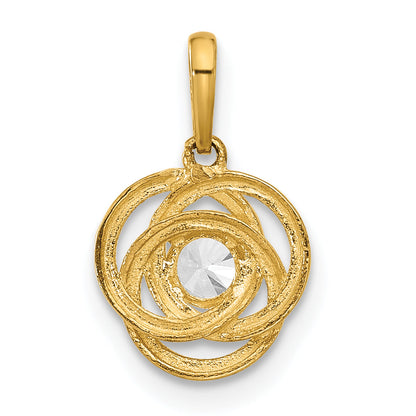 10K Gelbgold 10K Poliert Zirkonia Liebe Knoten Charm
