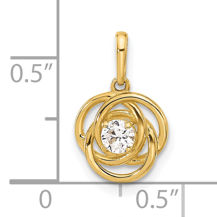 10K Gelbgold 10K Poliert Zirkonia Liebe Knoten Charm