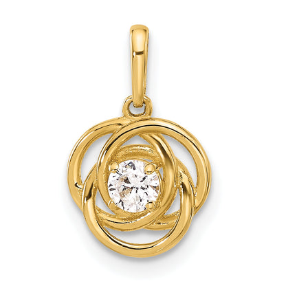 10K Gelbgold 10K Poliert Zirkonia Liebe Knoten Charm
