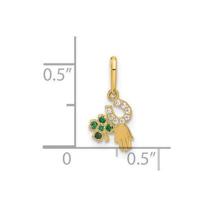 10K Gelbgold 10K Poliert Klee Hufeisen Hamsa Zirkonia Luck Anhänger